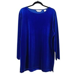 Bechamel Royal Blue Velvet Tunic Top - Large - Luxurious Stretchy Long Tunic